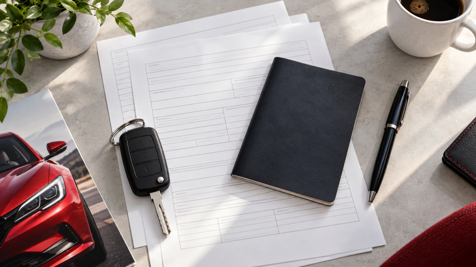 Documents and keys for purchasing a car